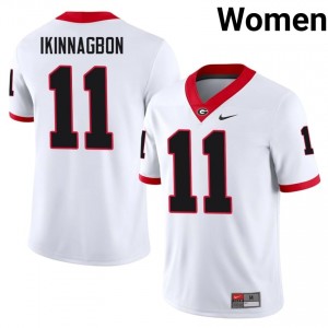 White #11 Darren Ikinnagbon Women Stitched Jersey | Georgia Limited NCAA Football Edition 65516131