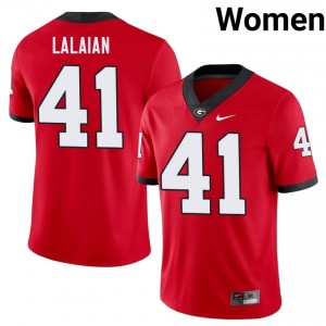 UGA David Lalaian #41 Red Women College Jersey | Durable Embroidery Football Uniform 28143311