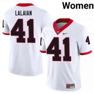 White #41 David Lalaian Women Stitched Jersey | Georgia Iconic NCAA Football Edition 56830486