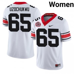 UGA Bulldogs Dennis Uzochukwu #65 White Women High School 1980 National Champions 40th Anniversary Jersey | Premium Embroidery Football Uniform 11063892