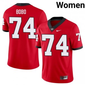 UGA Bulldogs Drew Bobo #74 Red Women College Jersey | Sewn Football Uniform 23130795