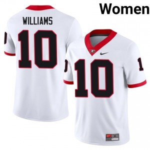 White #10 Elyiss Williams Women Stitched Jersey | UGA Bulldogs Elite NCAA Football Edition 14713360