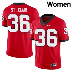 Dawgs Jackson St. Clair #36 Red Women College Jersey | Iconic Embroidery Football Uniform 22810425