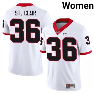 White #36 Jackson St. Clair Women Stitched Jersey | Georgia Bulldogs Essential NCAA Football Edition 37400257