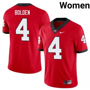 UGA KJ Bolden #4 Red Women College Jersey | Stitched Football Uniform 27427349