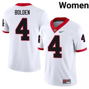 White #4 KJ Bolden Women Stitch Jersey | Georgia Fresh NCAA Football Edition 19456667