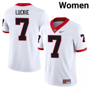 White #7 Lawson Luckie Women Embroidery Jersey | Dawgs Pro Cut NCAA Football Edition 98833212