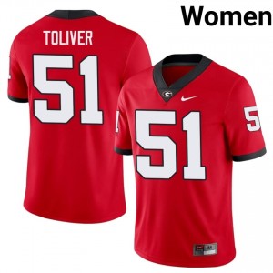 Georgia Malachi Toliver #51 Red Women College Jersey | Pro Cut Stitched Football Uniform 66259907