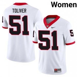 White #51 Malachi Toliver Women Embroidery Jersey | Dawgs Classic NCAA Football Edition 69400210