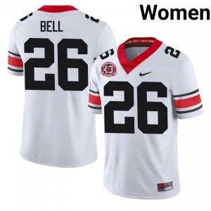UGA Bulldogs Micah Bell #26 White Women High School 1980 National Champions 40th Anniversary Jersey | Classic Embroidery Football Uniform 31227167