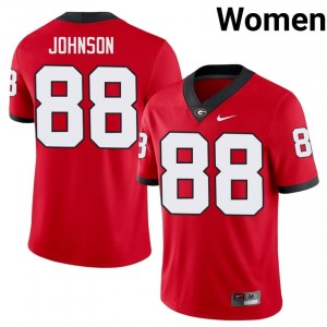 Georgia Nasir Johnson #88 Red Women College Jersey | Genuine Embroidery Football Uniform 58154446