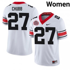 Georgia Bulldogs Nick Chubb #27 White Women High School 1980 National Champions 40th Anniversary Jersey | Stitched Football Uniform 10385242