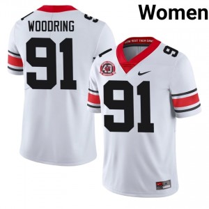 UGA Bulldogs Peyton Woodring #91 White Women High School 1980 National Champions 40th Anniversary Jersey | Fresh Stitch Football Uniform 62224674