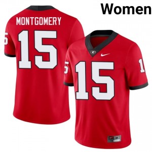 Georgia Bulldogs Ryan Montgomery #15 Red Women College Jersey | Genuine Embroidery Football Uniform 61397834