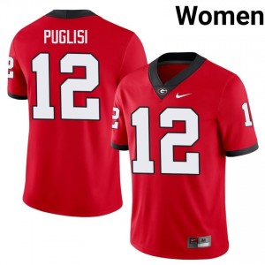 UGA Bulldogs Ryan Puglisi #12 Red Women College Jersey | Stitch Football Uniform 22160187