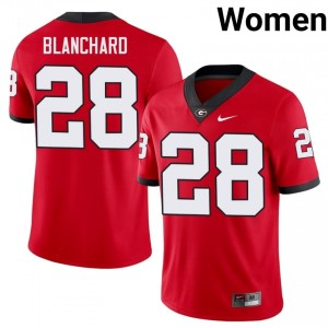 Georgia Bulldogs Walter Blanchard #28 Red Women College Jersey | Classic Stitched Football Uniform 37960269