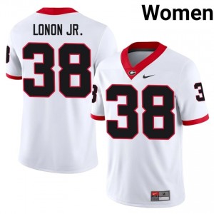 White #38 AJ Lonon Jr. Women Stitched Jersey | Dawgs Authentic NCAA Football Edition 72293883