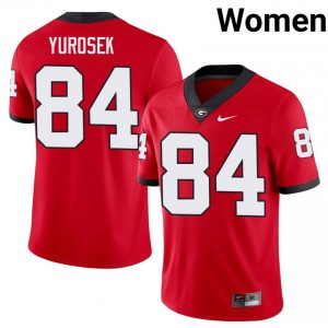 Georgia Bulldogs Ben Yurosek #84 Red Women College Jersey | Durable Swen Football Uniform 13616301