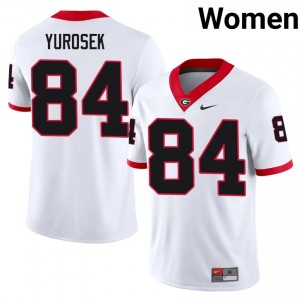 White #84 Ben Yurosek Women Embroidery Jersey | UGA Bulldogs Iconic NCAA Football Edition 19903323