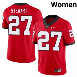 Georgia Bulldogs Blake Stewart #27 Red Women College Jersey | Officially Licensed Stitch Football Uniform 82609149