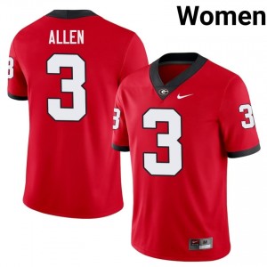 Georgia CJ Allen #3 Red Women College Jersey | Elite Thread Embroidery Football Uniform 32800039