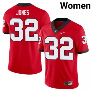 Dawgs Cash Jones #32 Red Women College Jersey | Authentic Stitch Football Uniform 44068695