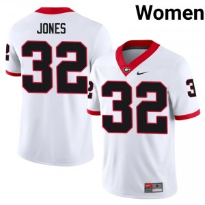 White #32 Cash Jones Women Embroidery Jersey | Georgia Bulldogs Limited NCAA Football Edition 60437521