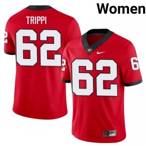 UGA Bulldogs Charley Trippi #62 Red Women College Jersey | Essential Embroidery Football Uniform 25699316