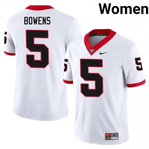 White #5 Chauncey Bowens Women Stitched Jersey | UGA Bulldogs Officially Licensed NCAA Football Edition 17514926