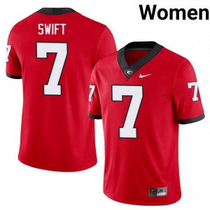 UGA Bulldogs D'Andre Swift #7 Red Women College Jersey | Embroidery Football Uniform 70719466