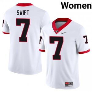 White #7 D'Andre Swift Women Stitched Jersey | UGA Fresh NCAA Football Edition 34760027