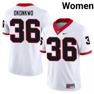 White #36 Daniel Okonkwo Women Embroidery Jersey | UGA Bulldogs Moisture Wicking NCAA Football Edition 80393315