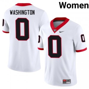 White #0 Darnell Washington Women Embroidery Jersey | Georgia Durable NCAA Football Edition 28573975