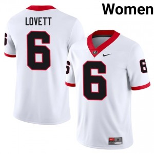 White #6 Dominic Lovett Women Stitched Jersey | Georgia Licensed NCAA Football Edition 55553705