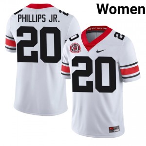 Georgia Bulldogs Dwight Phillips Jr. #20 White Women High School 1980 National Champions 40th Anniversary Jersey | Officially Licensed Stitch Football Uniform 88191892