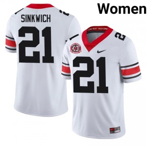 UGA Bulldogs Frank Sinkwich #21 White Women High School 1980 National Champions 40th Anniversary Jersey | Licensed Stitched Football Uniform 83663141