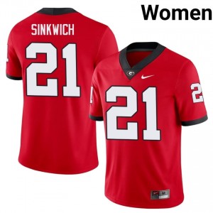 Georgia Bulldogs Frank Sinkwich #21 Red Women College Jersey | Pro-Grade Stitched Football Uniform 80384259