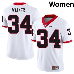 White #34 Herschel Walker Women Sewn Jersey | UGA Elite Thread NCAA Football Edition 41117958
