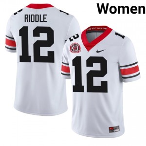 Georgia Bulldogs Ja'Marley Riddle #12 White Women High School 1980 National Champions 40th Anniversary Jersey | Iconic Embroidery Football Uniform 31146597