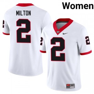 White #2 Kendall Milton Women Embroidery Jersey | UGA Bulldogs Licensed NCAA Football Edition 92814813