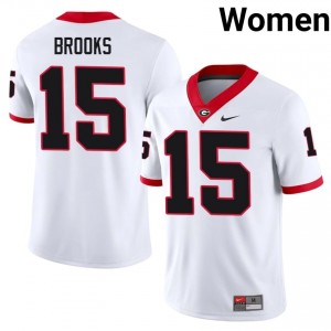White #15 Khamari Brooks Women Stitched Jersey | UGA Bulldogs Authentic NCAA Football Edition 12618098