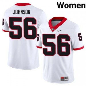 White #56 Nasir Johnson Women Embroidery Jersey | UGA Pro-Grade NCAA Football Edition 52943761
