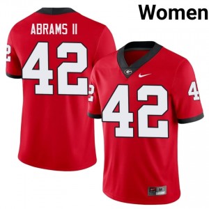 UGA Bulldogs Nick Abrams II #42 Red Women College Jersey | Elite Stitched Football Uniform 98838381