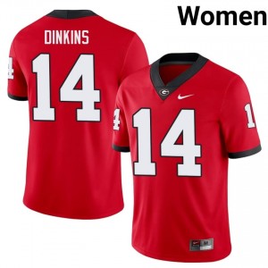 UGA Rasean Dinkins #14 Red Women College Jersey | Classic Stitch Football Uniform 23109415