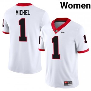 White #1 Sony Michel Women Stitched Jersey | Georgia Bulldogs Essential NCAA Football Edition 35284575