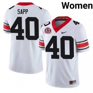 UGA Bulldogs Theron Sapp #40 White Women High School 1980 National Champions 40th Anniversary Jersey | Durable Embroidery Football Uniform 40552392