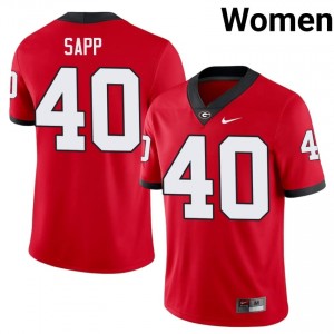 Georgia Bulldogs Theron Sapp #40 Red Women College Jersey | Pro Cut Stitch Football Uniform 56971647