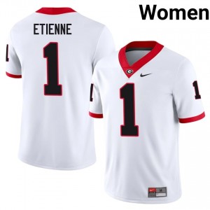 White #1 Trevor Etienne Women Sewn Jersey | UGA Bulldogs Elite NCAA Football Edition 97757205