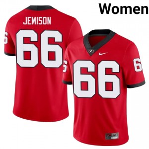 Georgia Bulldogs Tyreek Jemison #66 Red Women College Jersey | Authentic Stitch Football Uniform 68447825