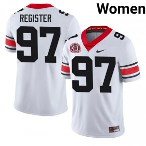 Georgia Bulldogs Wade Register #97 White Women High School 1980 National Champions 40th Anniversary Jersey | Licensed Stitch Football Uniform 63272136
